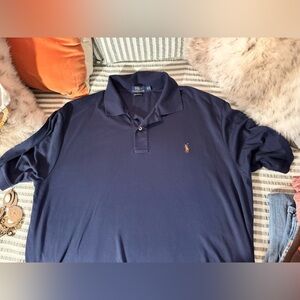 Polo Ralph Lauren 2XLT Tall Pima Soft Touch Polo Shirt Navy Blue Big & Tall